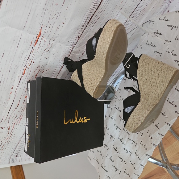 NWT Lulu's Esme Ankle Wrap Tie Espadrille Wedges - Picture 6 of 14